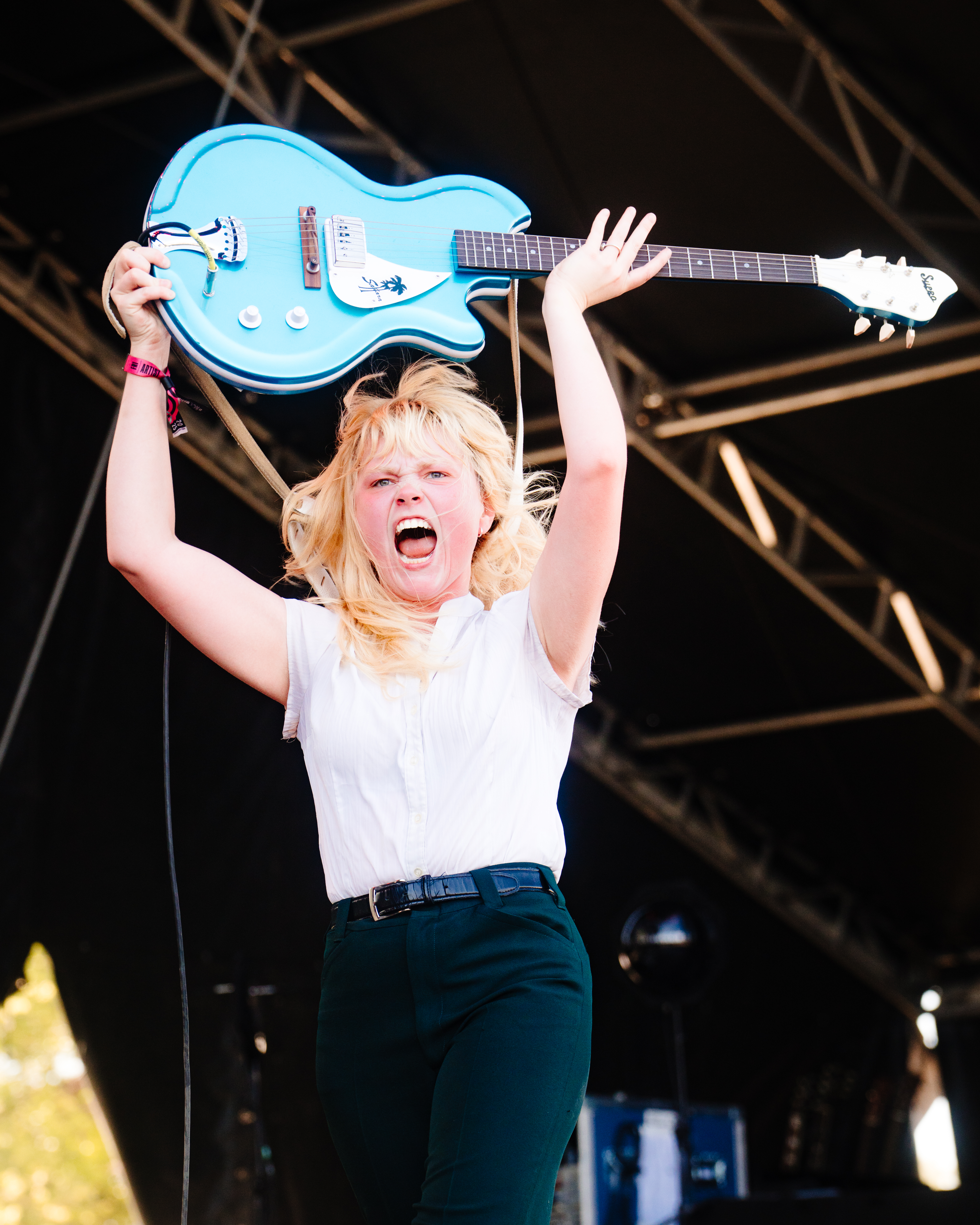 A picture of a member of the band Girl Tones holding a guitar